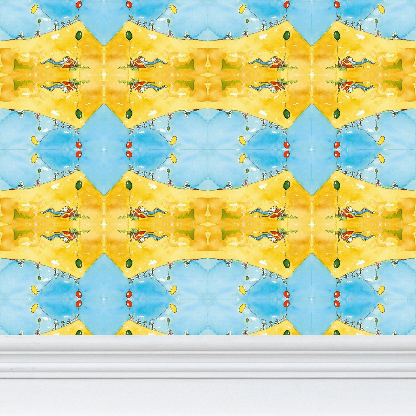 AQP415. Ballonnenoptocht. Repeat Pattern Wallpaper.