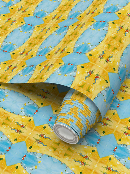 AQP415. Ballonnenoptocht. Repeat Pattern Wallpaper.