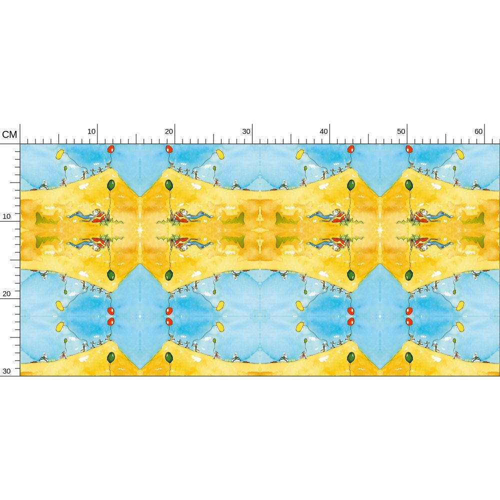 AQP415. Ballonnenoptocht. Repeat Pattern Wallpaper.