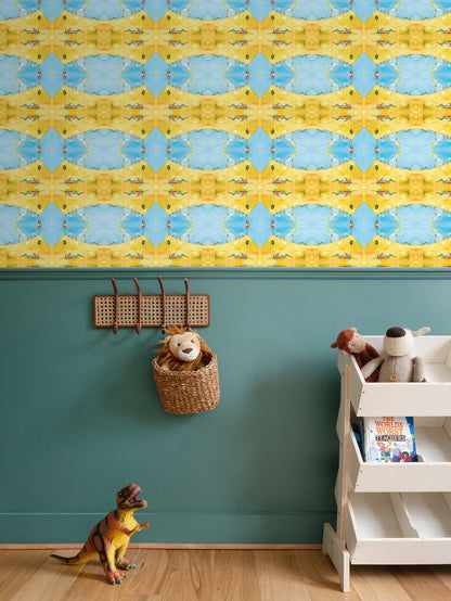 AQP415. Ballonnenoptocht. Repeat Pattern Wallpaper.