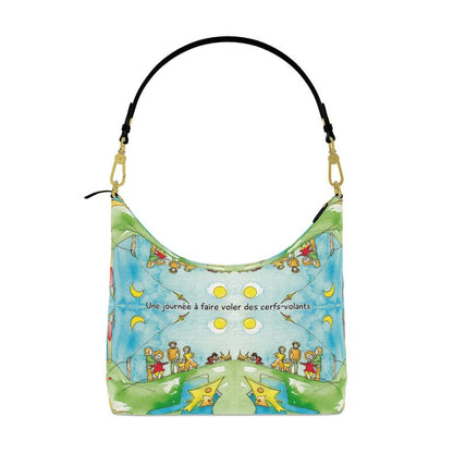 AQP417. Nappa leren Square Hobo Bag: Een dagje vliegeren.