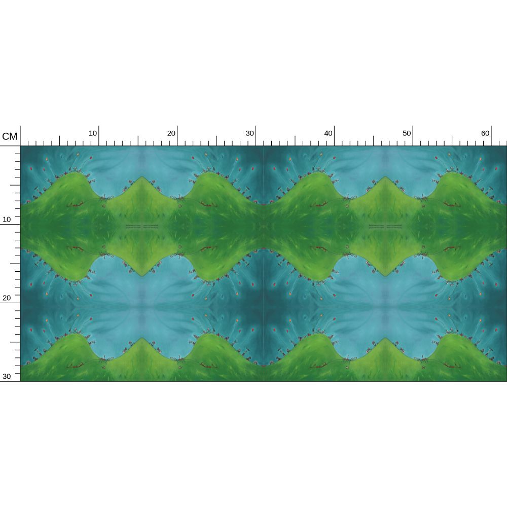 A Day of Cycling. Turqoise Green. Repeat Pattern Wallpaper.