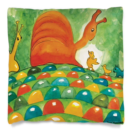 AQ306. Vriendjes Worden. Zijde Zacht Lux Kussen. 80x80cm.