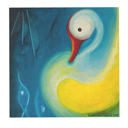 OK278. Jonge Zwaan. Rug. Tapijt.