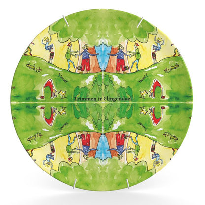 AQP424. Bord/Plate van Porcelein: Trimmen in Clingendael. ID:1504.