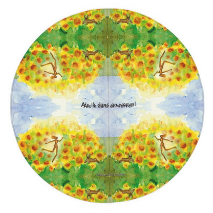 AQ302. Als ik dans. Tablecloth. Rond. Tekst: NL