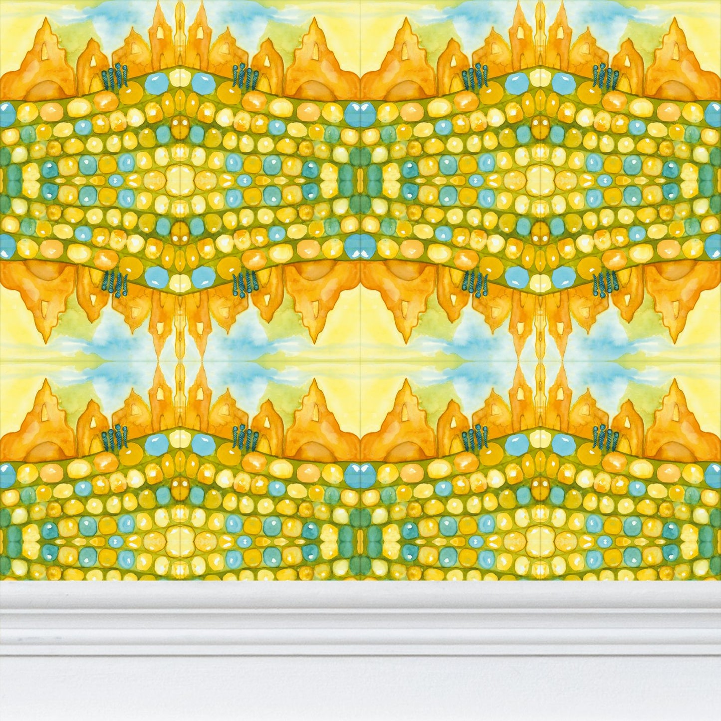 AQP535. Zandkastelen bouwen. Repeat Pattern Wallpaper.