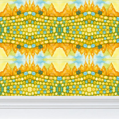 AQP535. Zandkastelen bouwen. Repeat Pattern Wallpaper.