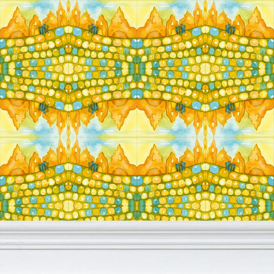 AQP535. Zandkastelen bouwen. Repeat Pattern Wallpaper.