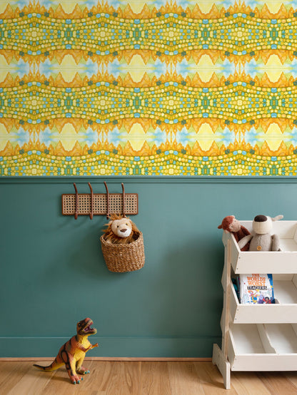 AQP535. Zandkastelen bouwen. Repeat Pattern Wallpaper.