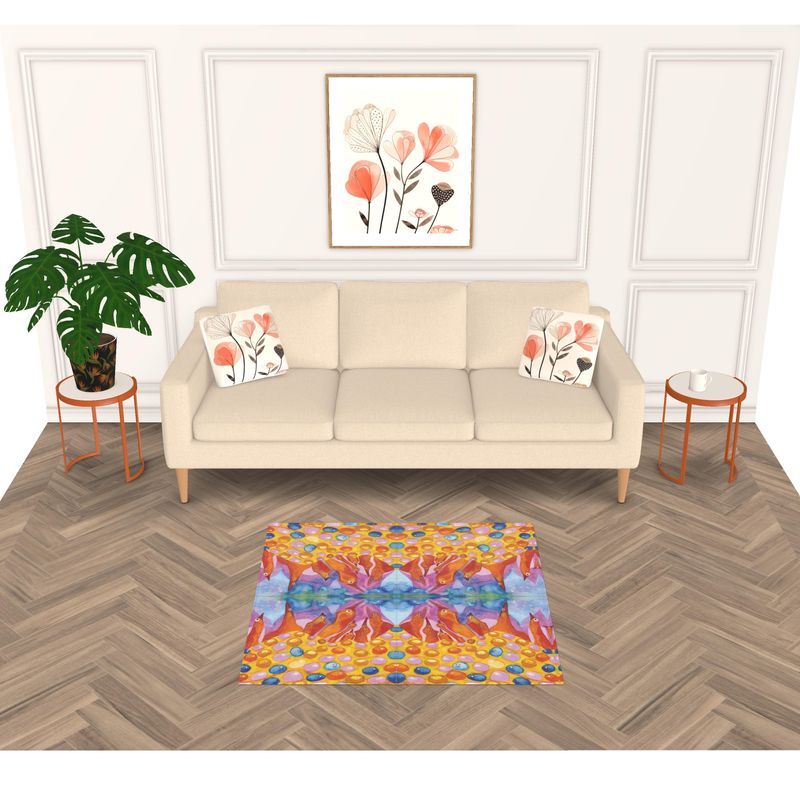 AQ312. Een bijzondere sterrenhemel. Rug Vloerkleed. 128x128 cm.