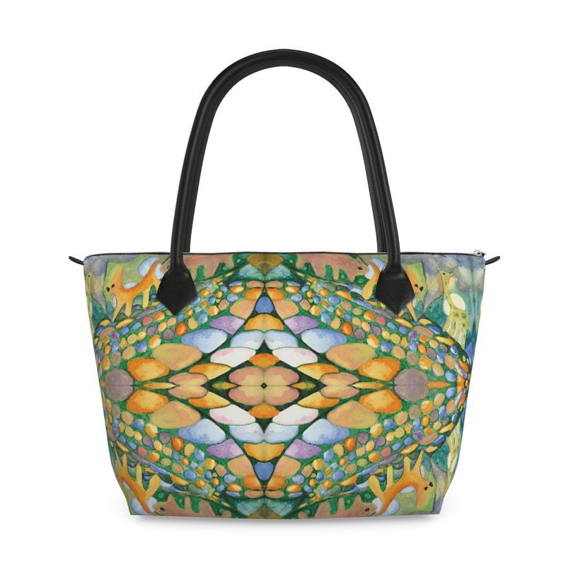 AQ330. Waarde vogel vloog. Zip Top Handbag.