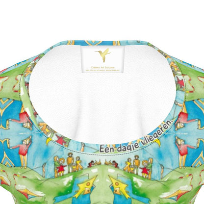 AQP417. No.3. Girls Pr.T-Shirt.Jersey met tekst: Vliegeren.