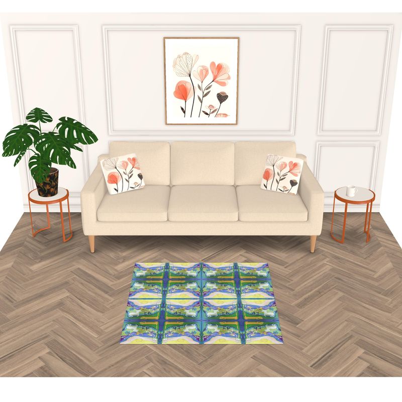 OK313. Rugs. Vloerkleed. Midden in de zomer.