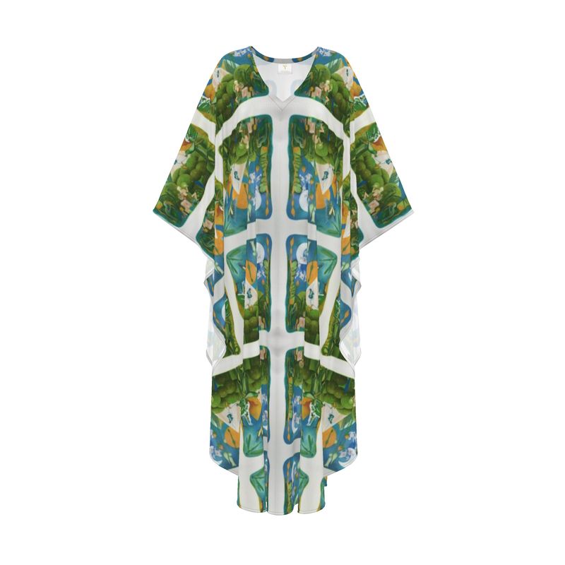 OG134. Silk Georgette Kaftan: Zen.