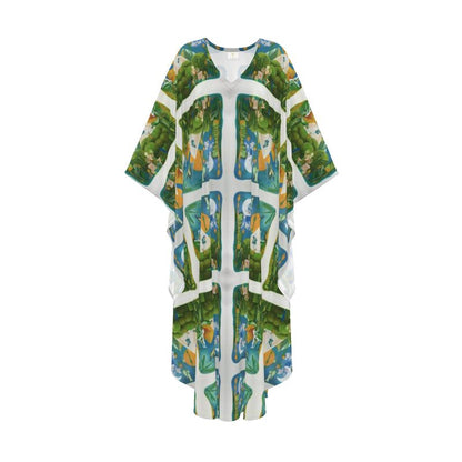 OG134. Silk Georgette Kaftan: Zen.