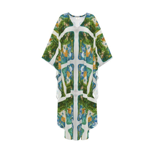 OG134. Silk Georgette Kaftan: Zen.