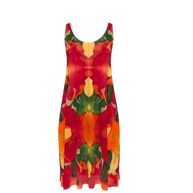 OG130. Mouwloze Midi Jurk: Nieuw Leven. ID:3067.
