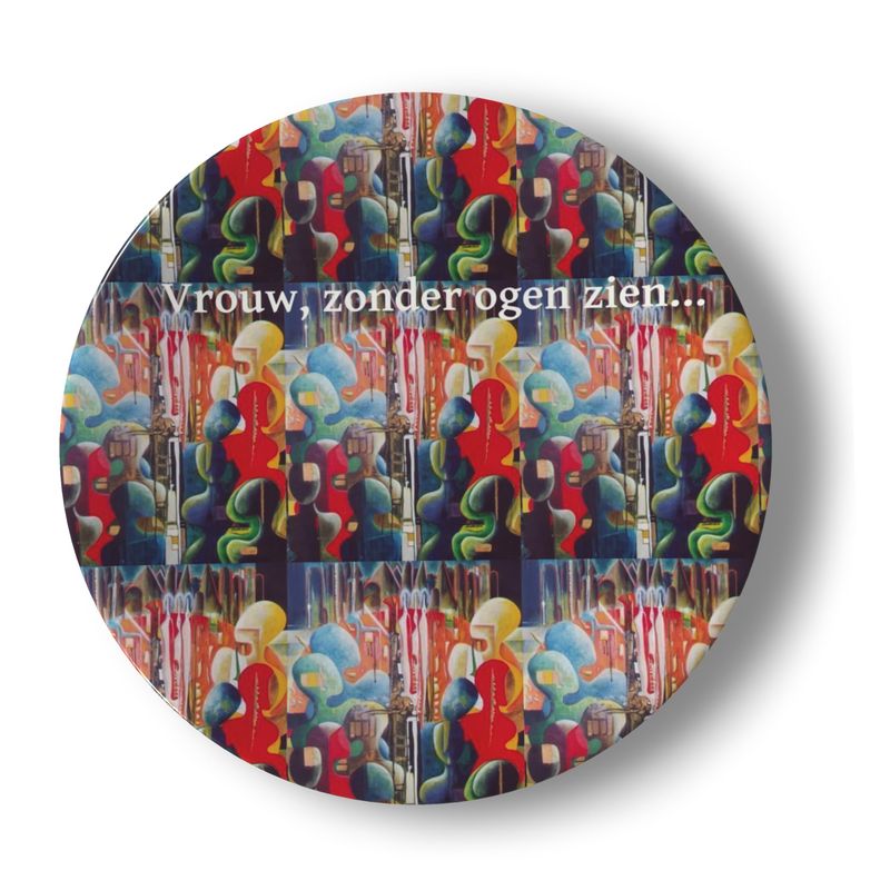 OG109. Bord van Porcelein: Vrouw, Zonder Ogen Zien.