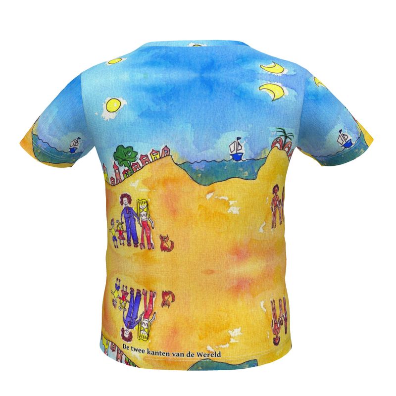 AQP486. Boys Premium T-Shirt: De twee kanten van de wereld.