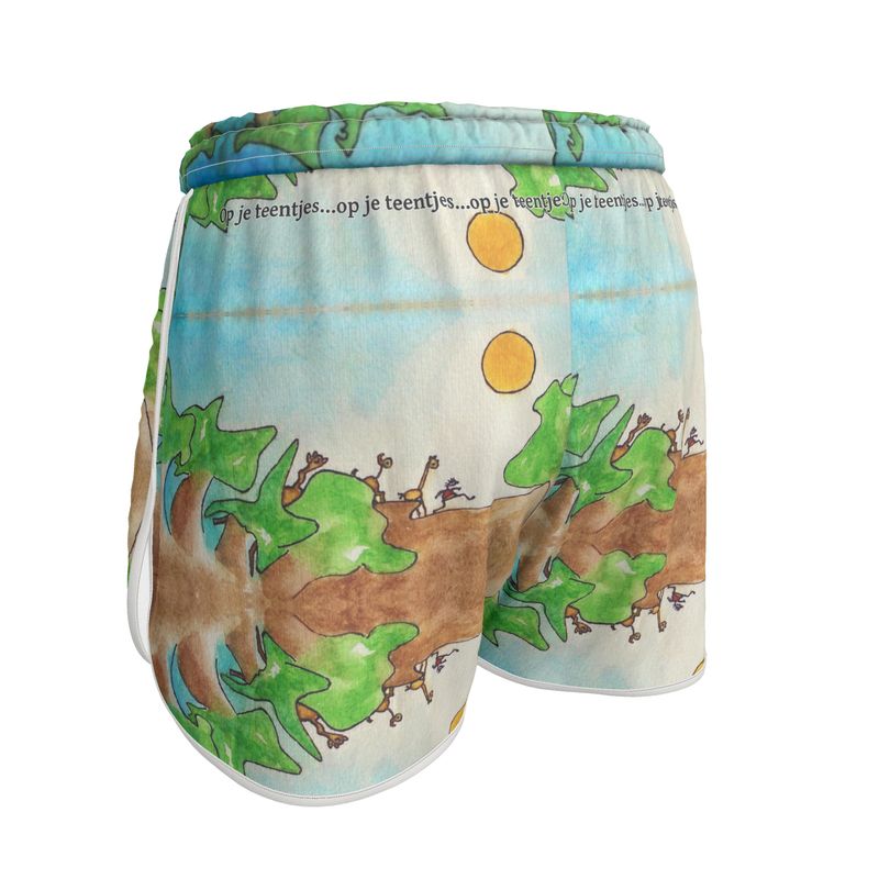 AQP578. Sportshort Dames: Op je teentjes.