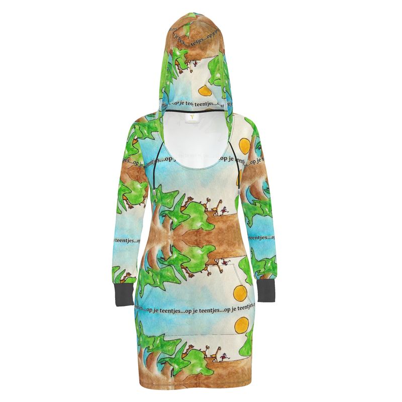 AQP578. Hoodie Jurk: Op je teentjes.