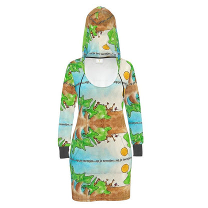 AQP578. Hoodie Jurk: Op je teentjes.
