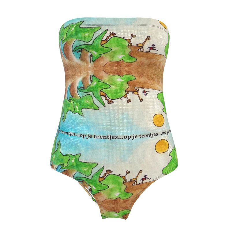 AQP578. Strapless Badpak: Op je teentjes.