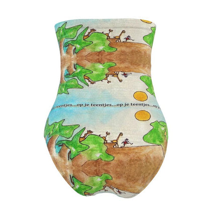 AQP578. Strapless Badpak: Op je teentjes.