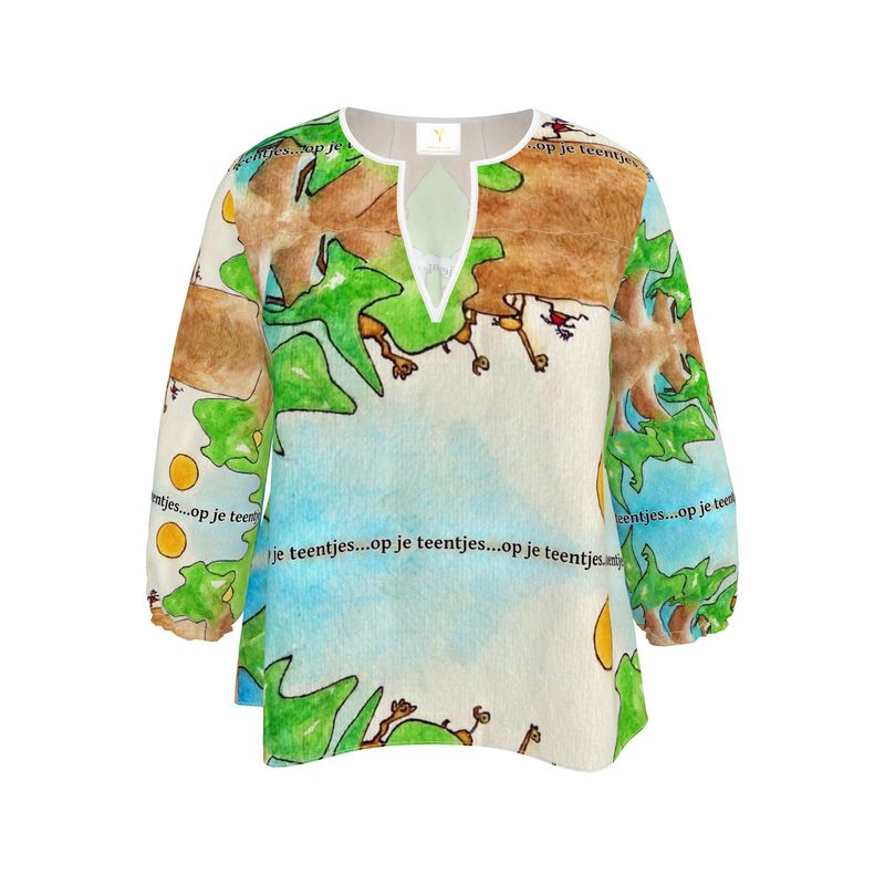 AQP578. Damesblouse: Op je teentjes.