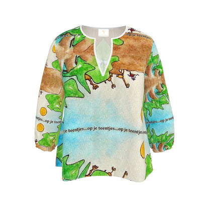 AQP578. Damesblouse: Op je teentjes.