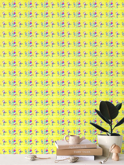 AQP444. Patroonbehang: De Gnuitjes op rollerskates.