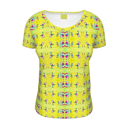 AQP444. Ladies Scoop Neck T-Shirt: De Gnuitjes op rollerskates.