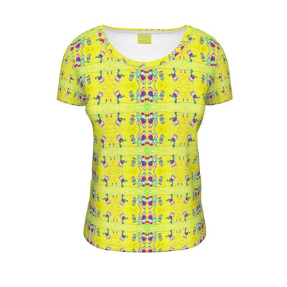 AQP444. Ladies Scoop Neck T-Shirt: De Gnuitjes op rollerskates.