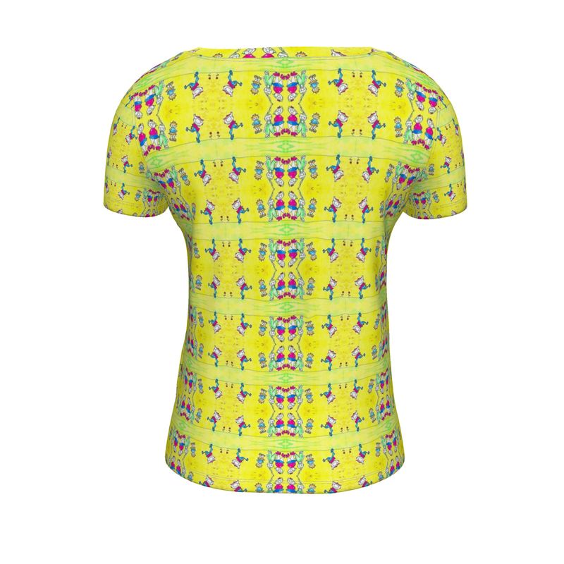 AQP444. Ladies Scoop Neck T-Shirt: De Gnuitjes op rollerskates.