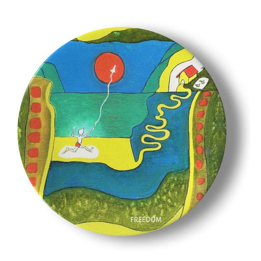 OK324. Bord van Porselein.Vrijheid. Freedom, Liberty,