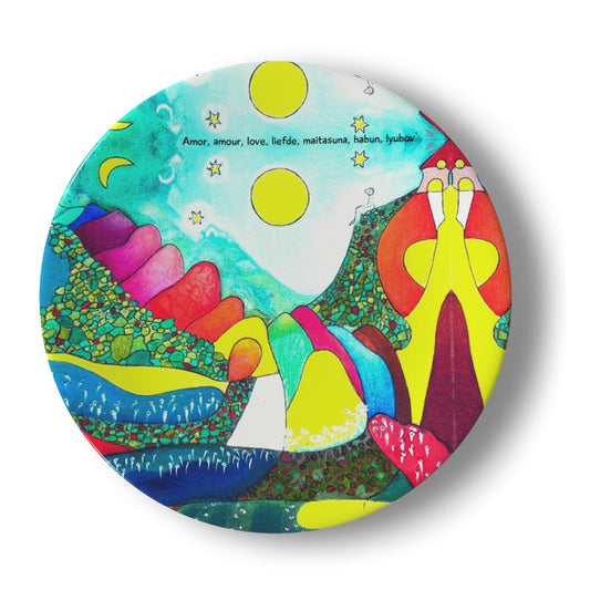 OK327. Porseleinen bord: Amo el Universo.