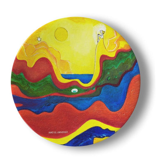 OK327. Bord van Porselein.1: Amo el Universo.