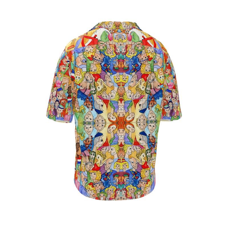 AQP443. 100 % Silk Satin: Mens Revere Shirt: O, Happy Day.