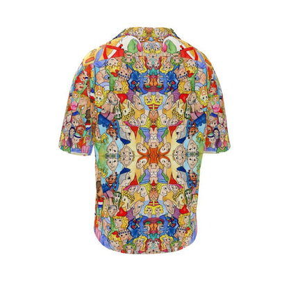 AQP443. 100 % Silk Satin: Mens Revere Shirt: O, Happy Day.