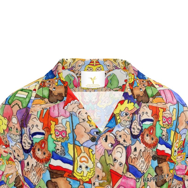 AQP443. 100 % Silk Satin: Mens Revere Shirt: O, Happy Day.