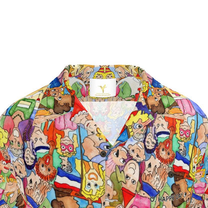 AQP443. 100 % Silk Satin: Mens Revere Shirt: O, Happy Day.