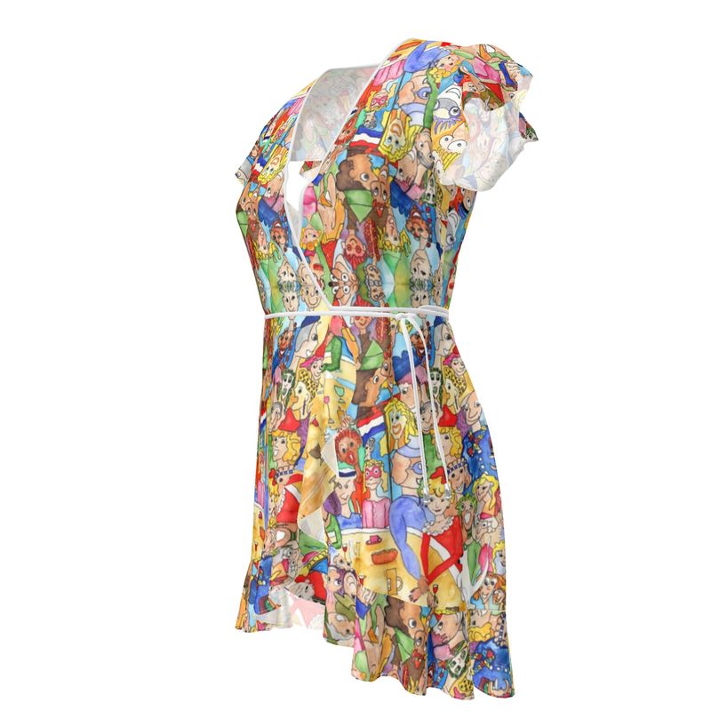 AQP443. Tea Dress. Wikkeljurk van Zijde Satijn. O, Happy Day.