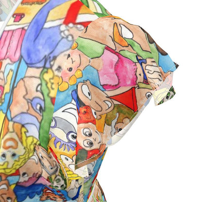 AQP443. Tea Dress. Wikkeljurk van Zijde Satijn. O, Happy Day.