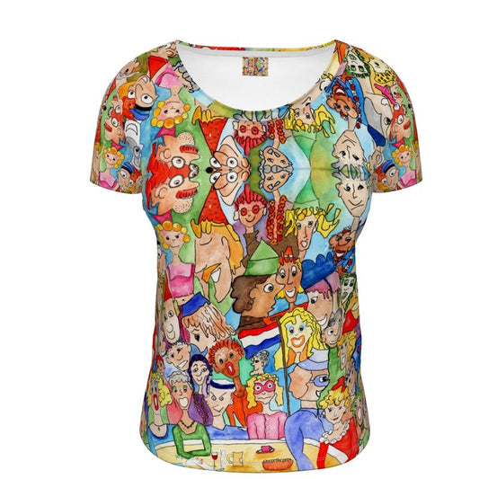 AQP443. Ladies T-shirt Ronde Hals: O, Happy Day.
