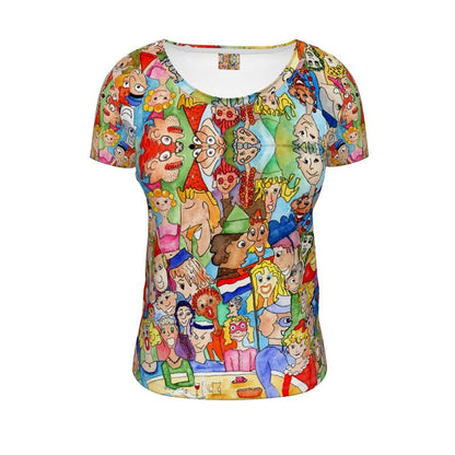 AQP443. Ladies T-shirt Ronde Hals: O, Happy Day.