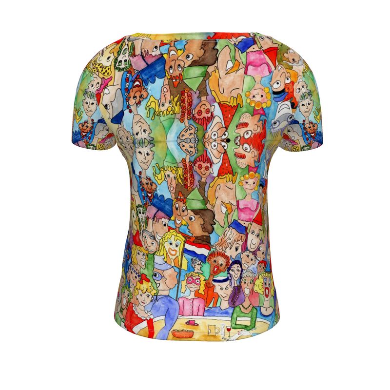 AQP443. Ladies T-shirt Ronde Hals: O, Happy Day.