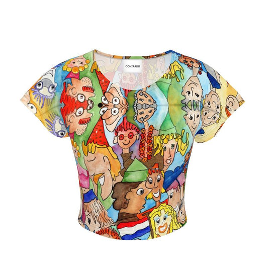 AQP443. Dames Crop Top: O, Happy Day.