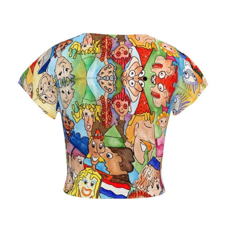 AQP443. Dames Crop Top: O, Happy Day.