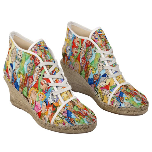 AQP443. Dames Espadrilles Sleehak Maat 39: O, Happy Day.